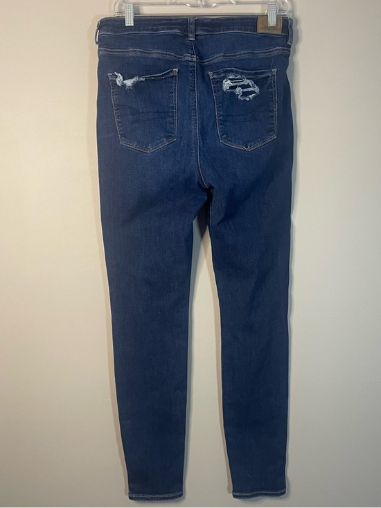American Eagle Outfitters Dark Blue Distressed Skinny Jeans - Picture 6 of 7
